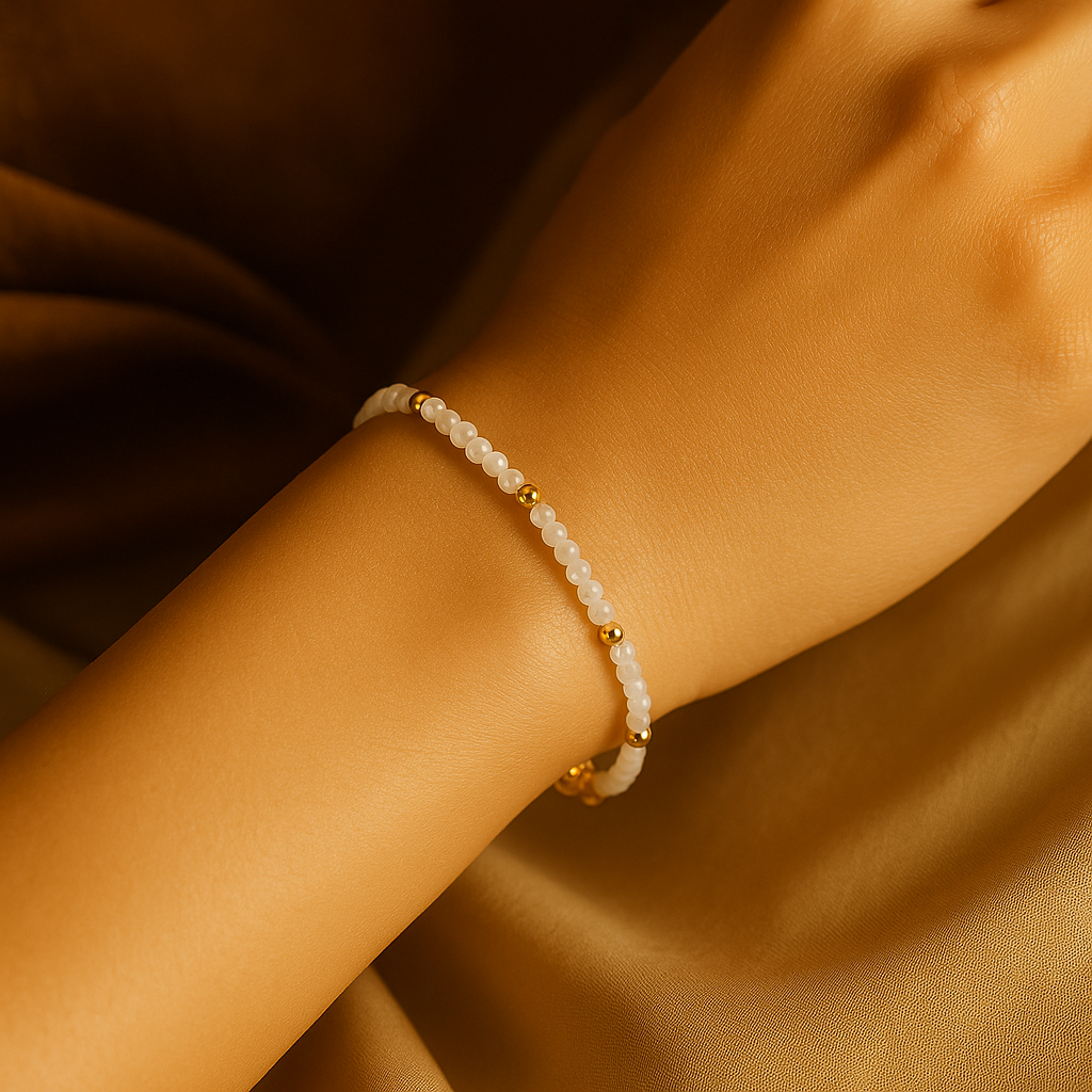 Bracelet pierre de lune naturelle – Énergie féminine, intuition & équilibre émotionnel - MoonRose by Amour’Eu