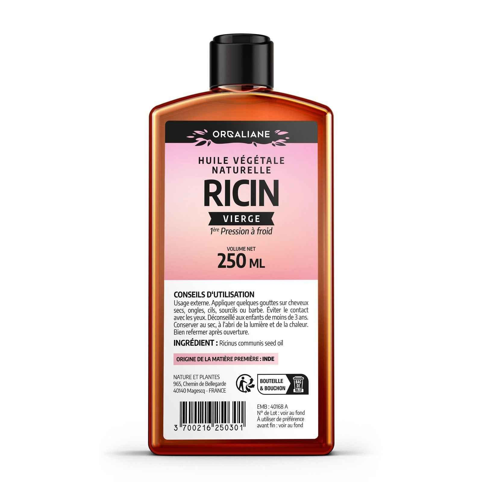 Huile de Ricin Pure 250ml – Cheveux, Barbe & Cils
