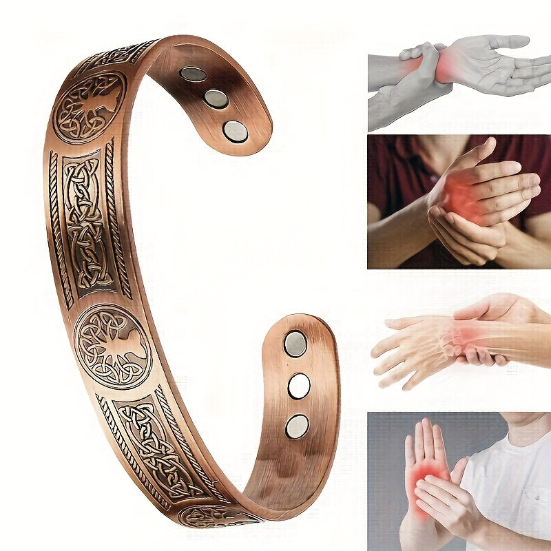 Bracelet Magnétique Cuivre – Arbre de Vie & Fermeture Aimantée