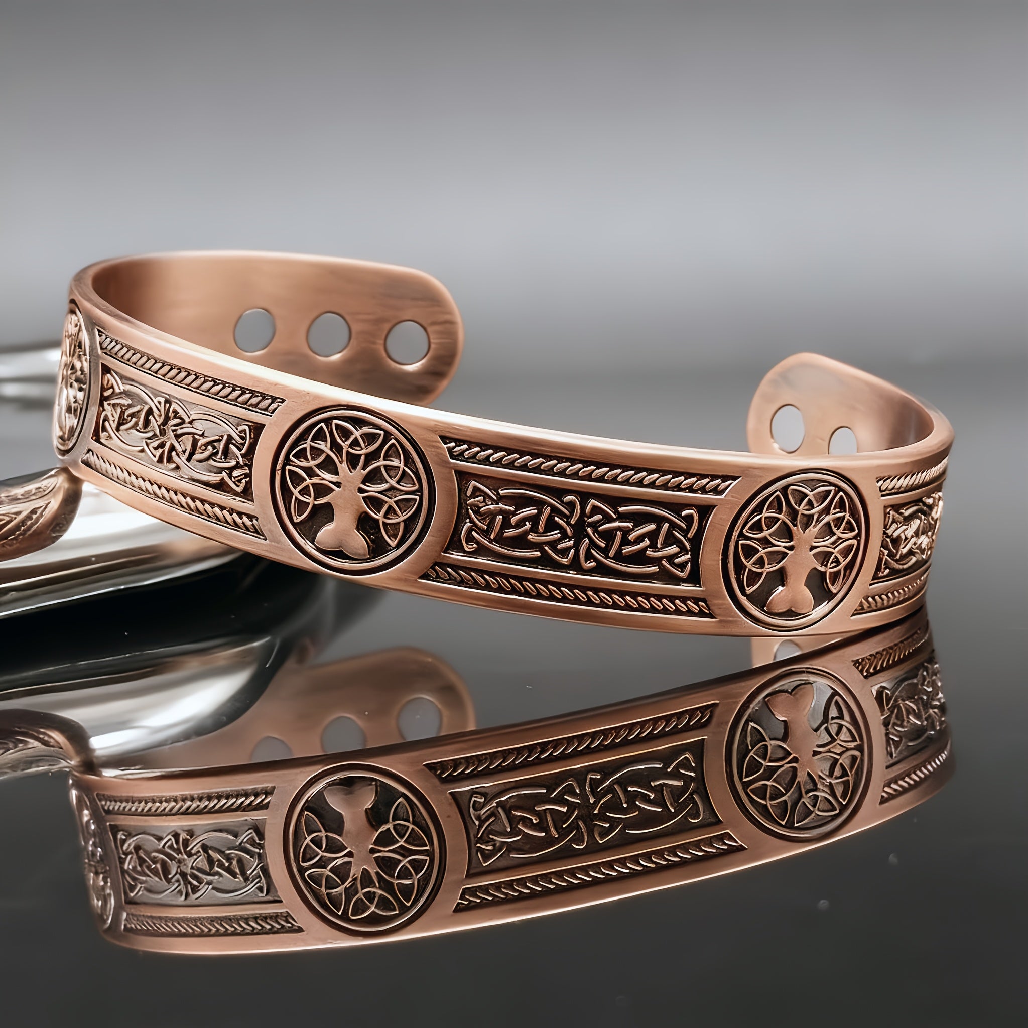 Bracelet Magnétique Cuivre – Arbre de Vie & Fermeture Aimantée