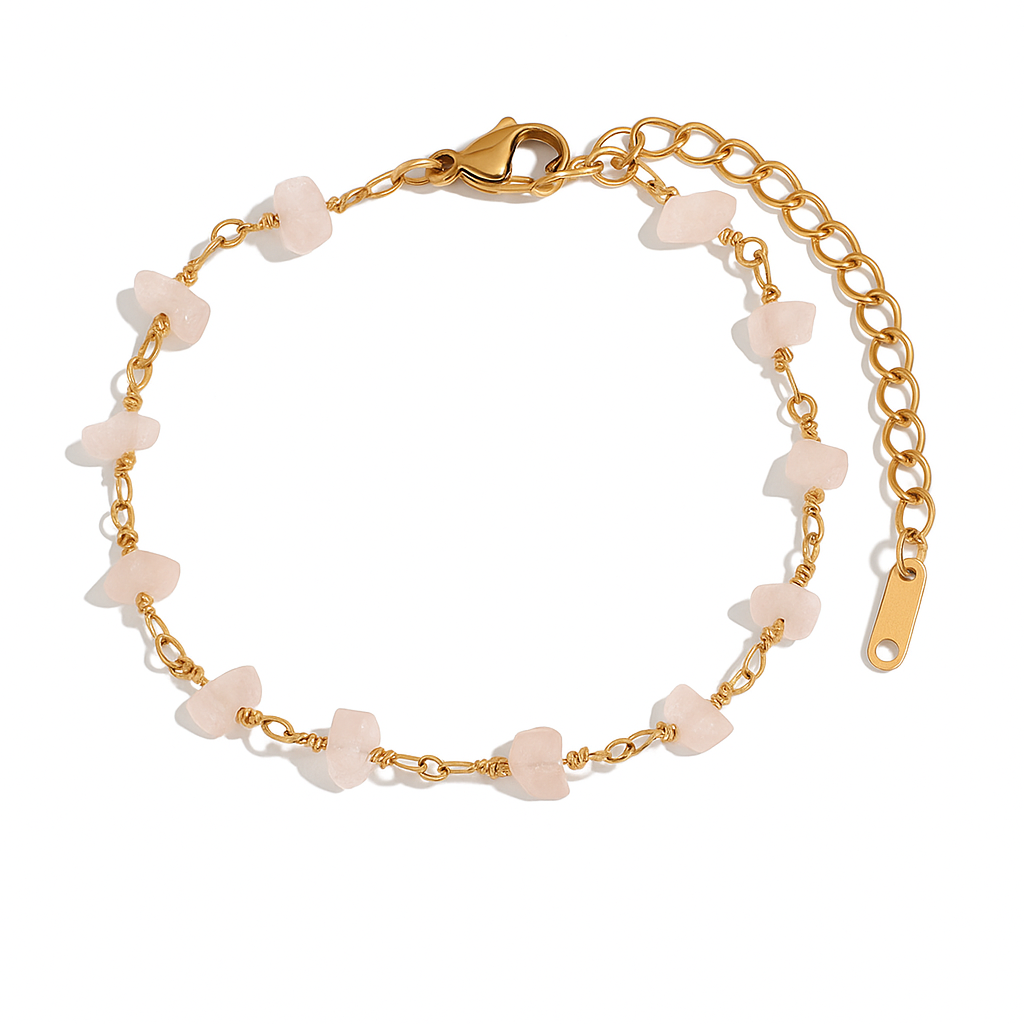 Bracelet quartz rose brut – Amour de soi, guérison du cœur & tendresse - MoonRose by Amour’Eu