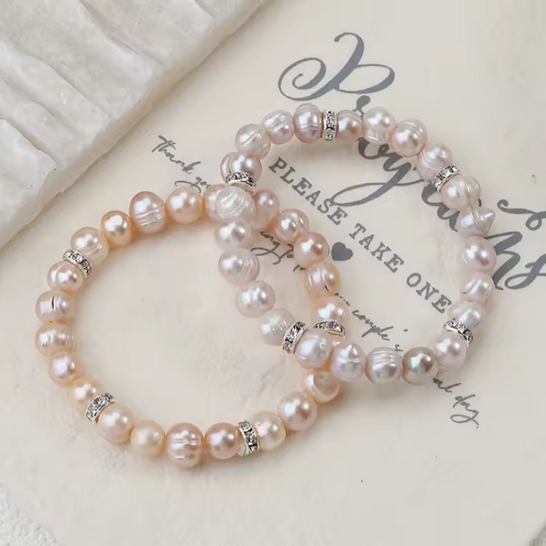 Bracelet  SABR — (صبر) Patience - Perles Rosées (fabrication artisanale) - MoonRose by Amour’Eu