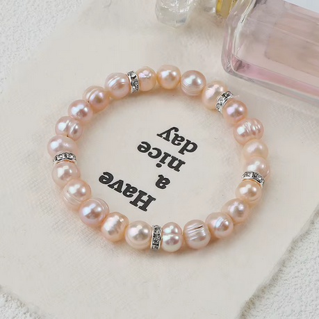 Bracelet  SABR — (صبر) Patience - Perles Rosées (fabrication artisanale) - MoonRose by Amour’Eu
