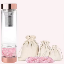 Bouteille Cristal Harmonie Triple – Quartz Rose, Blanc & Améthyste - MoonRose by Amour’Eu