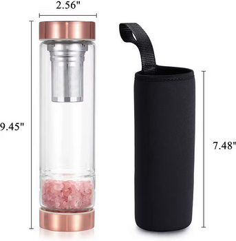 Bouteille Cristal Harmonie Triple – Quartz Rose, Blanc & Améthyste - MoonRose by Amour’Eu