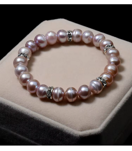 Bracelet Premium SAKINA – Perles Pourpres & Rosées (fabrication artisanale) - MoonRose by Amour’Eu