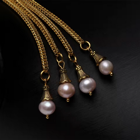 Tasbih Perles d'eau douce Roses & Doré fabrication artisanale - MoonRose by Amour’Eu