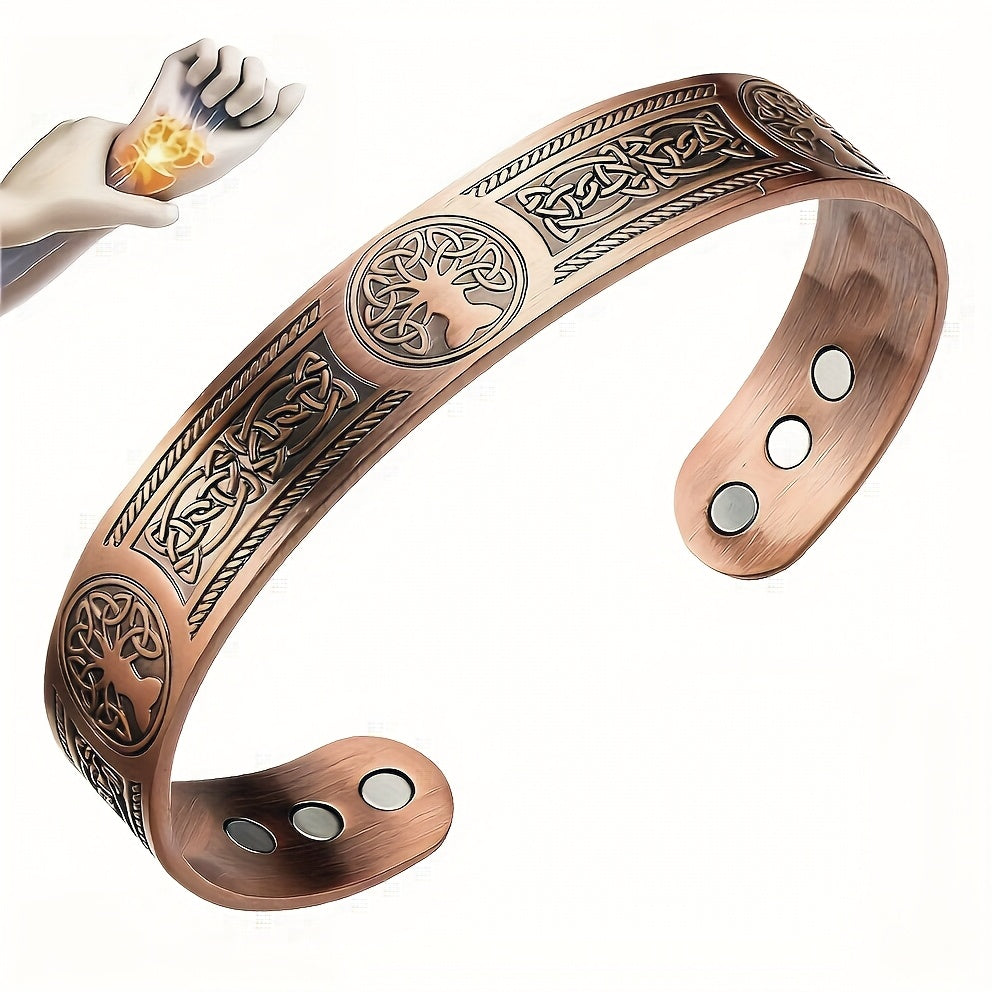 Bracelet Magnétique Cuivre – Arbre de Vie & Fermeture Aimantée